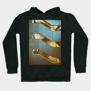 Dimly Lit City Building Staircase Hoodie